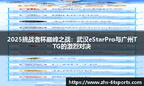 2025挑战者杯巅峰之战：武汉eStarPro与广州TTG的激烈对决